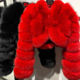 Faux Fur Coat Fox Fur Short Patchwork Winter Warm Top Jacket