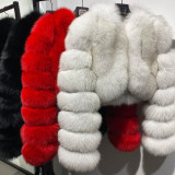 Faux Fur Coat Fox Fur Short Patchwork Winter Warm Top Jacket