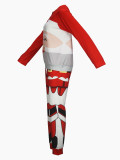 Women's Fashion Elegant Round Neck Long Sleeve Christmas Pattern Printed Lounge Wear Set