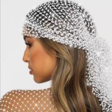 Solid Hat Cut-Out Mid-Length Fishnet Hat Rhinestone Style Women's Accessories Fashion Ornament