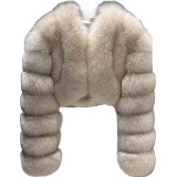 Faux Fur Coat Fox Fur Short Patchwork Winter Warm Top Jacket