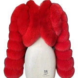 Faux Fur Coat Fox Fur Short Patchwork Winter Warm Top Jacket