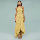 Women's Ruffled Pleated Luxury Chiffon Dress