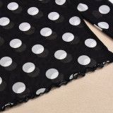 Women Autumn Sexy Mesh Polka Dot Cutout See-Through Long-Sleeved Mock Neck T-Shirt