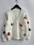 Women red faux mink Christmas coat Sweaters