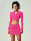 Women Zipper Long-sleeved yoga two-piece set