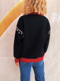 Women Christmas autumn/winter casual knitting round-neck patchwork Christmas tree sweater