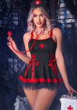 Lingerie Sexy Nurse Costume Mesh Cross Lace-Up Role-Play Uniform Seduction Set for Women