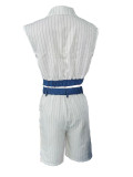 Women Patchwork Sleeveless Vest and Shorts Two-Piece Set