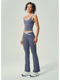 Women Cross-Sport Contrast Tank Two-Piece Running, Fitness, and Yoga Set