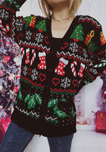 Women V-Neck Christmas Sweater