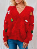 Women red faux mink Christmas coat Sweaters
