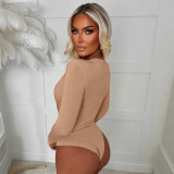 Women Fall/Winter V-Neck Long-Sleeved Bodysuit