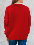 Women red faux mink Christmas coat Sweaters