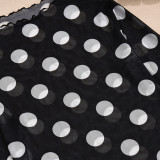 Women Autumn Sexy Mesh Polka Dot Cutout See-Through Long-Sleeved Mock Neck T-Shirt