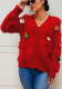 Women red faux mink Christmas coat Sweaters