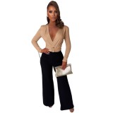 Women Fall/Winter V-Neck Long-Sleeved Bodysuit