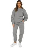 Women Autumn/Winter Printed Round Neck Long-Sleeved Top and Pants Two-Piece Set