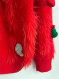 Women red faux mink Christmas coat Sweaters