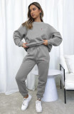 Women Autumn/Winter Printed Round Neck Long-Sleeved Top and Pants Two-Piece Set