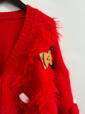 Women red faux mink Christmas coat Sweaters