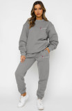 Women Autumn/Winter Printed Round Neck Long-Sleeved Top and Pants Two-Piece Set