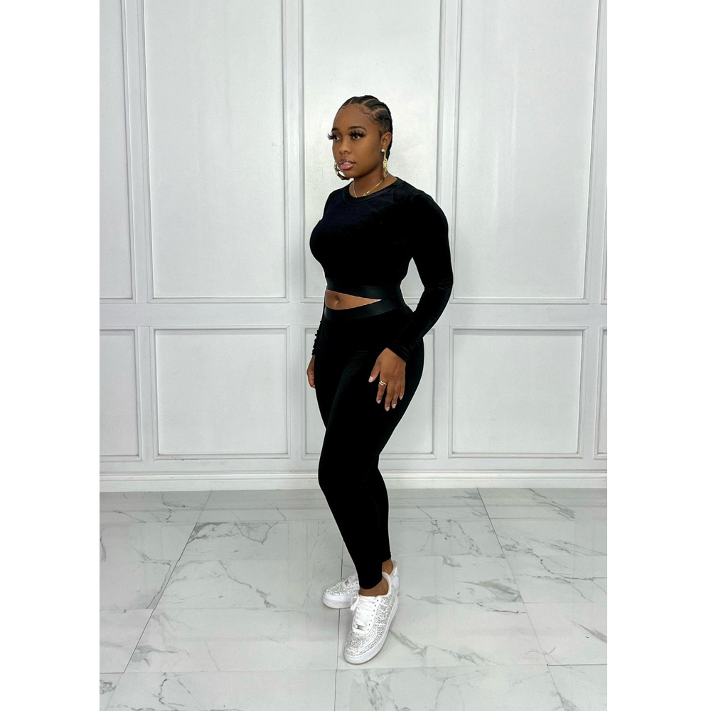 Women Sexy Veet Top and Pant Two-Piece Set