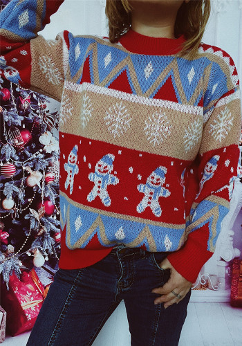 Women Casual Christmas Round Neck Long Sleeve Sweater