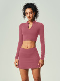 Women Zipper Long-sleeved yoga two-piece set