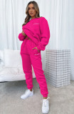Women Autumn/Winter Printed Round Neck Long-Sleeved Top and Pants Two-Piece Set