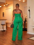 Women Strapless Solid Wide-Leg Jumpsuit