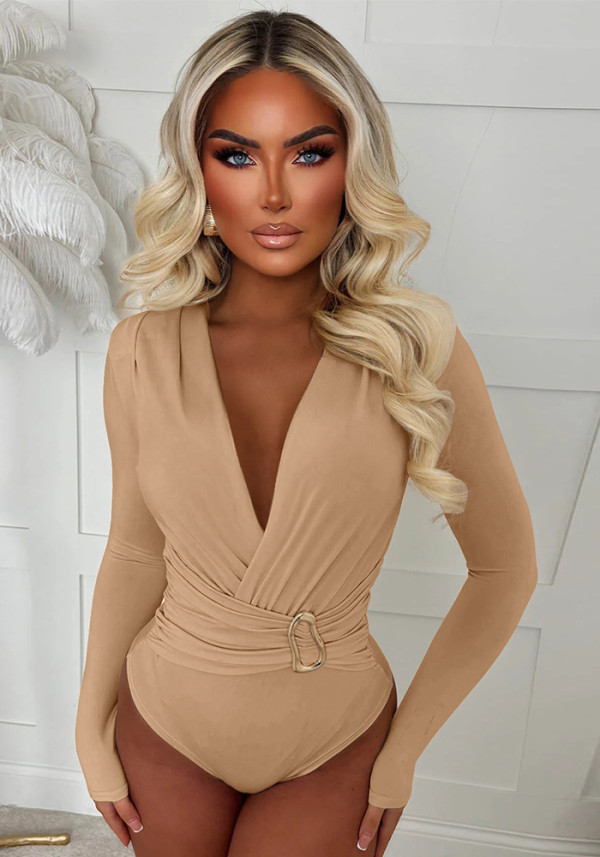 Women Fall/Winter V-Neck Long-Sleeved Bodysuit