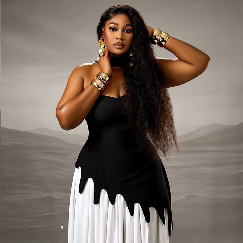 Women Contrast Black and White Patchwork Strapless Asymmetrical Dress