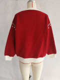 Women Christmas autumn/winter casual knitting round-neck patchwork Christmas tree sweater