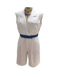 Women Patchwork Sleeveless Vest and Shorts Two-Piece Set