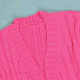 Fashion Women's Autumn Winter Solid Color Long Knit Cardigan Coat