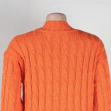 Fashion Women's Autumn Winter Solid Color Long Knit Cardigan Coat