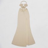 Fashion Women's Halter Neck Knit Cut-Out Sexy Slit Dress