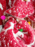 Women Fall/Winter Faux Mink Deer Snowflake Jacquard Pom Pom Christmas Scarf Sweater (Two-Piece Set)