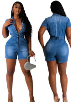 Washed Light Fade Slim Fit Sexy High Stretch Denim Jumpsuit Washed Light Fade Slim Fit Sexy High Stretch Denim Jumpsuit