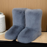 Casual Furry Boots Autumn Winter Warm Mid-Calf Boots Trend Style Women's Snow Boots