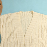 Fashion Women's Autumn Winter Solid Color Long Knit Cardigan Coat