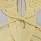 Fashion Women's Halter Neck Knit Cut-Out Sexy Slit Dress