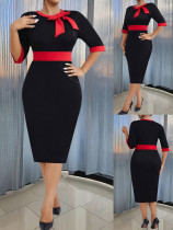 Women's Fashion Elegant Summer Round Neck Short Sleeve Plus Size Career Dress Women's Fashion Elegant Summer Round Neck Short Sleeve Plus Size Career Dress