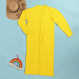 Fashion Women's Autumn Winter Solid Color Long Knit Cardigan Coat