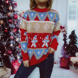 Women Casual Christmas Round Neck Long Sleeve Sweater