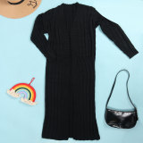 Fashion Women's Autumn Winter Solid Color Long Knit Cardigan Coat