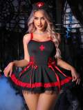 Lingerie Sexy Nurse Costume Mesh Cross Lace-Up Role-Play Uniform Seduction Set for Women