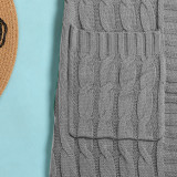 Fashion Women's Autumn Winter Solid Color Long Knit Cardigan Coat