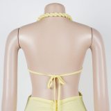 Fashion Women's Halter Neck Knit Cut-Out Sexy Slit Dress